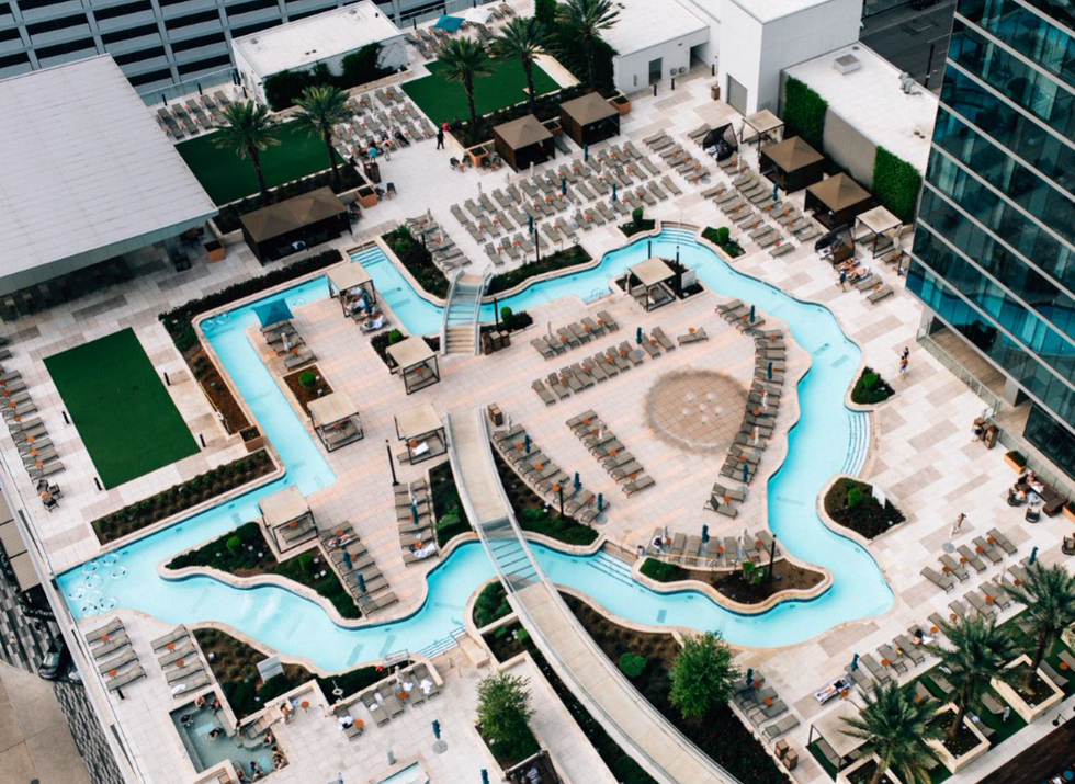 Mariott Marquis Houston's Texas-shaped lazy river pool