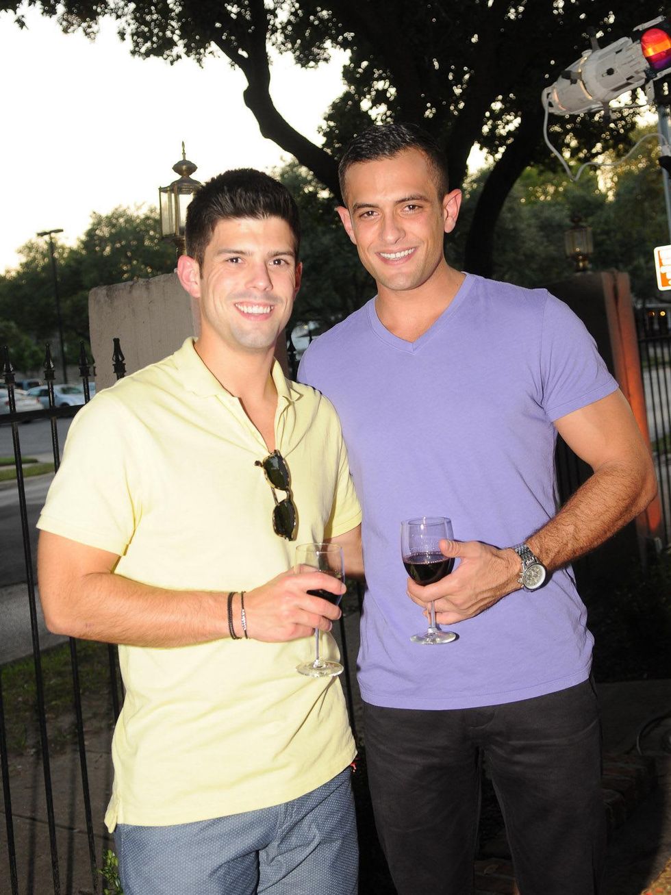 Mark Arnold, left, and Brad Madrid at the Q The Salon Moroccan theme party September 2013