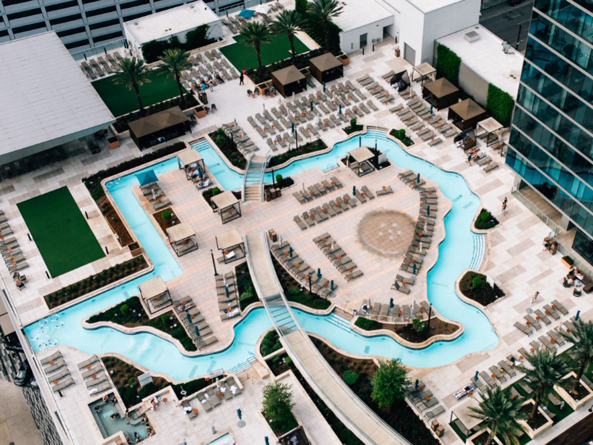 Marriott Marquis Houston's Texas-shaped lazy river pool