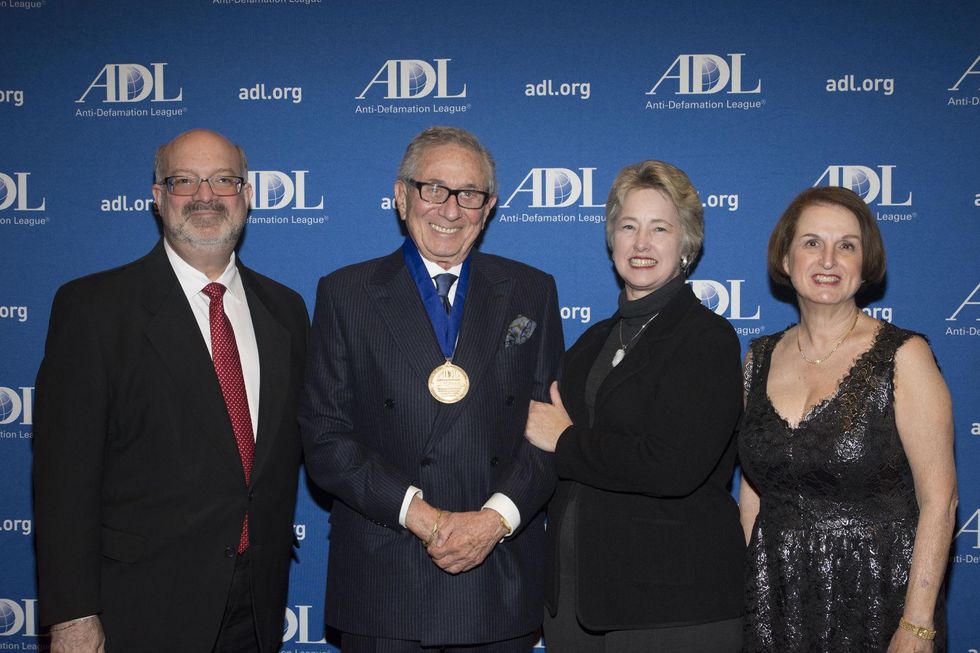Martin Cominsky, from left, Allen Becker, Mayor Annise Parker and Judith Finkel at the ADL Houston in Concert Against Hate November 2014