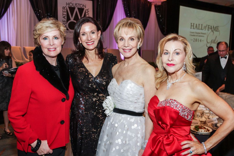 Mary Ann Wilkins, from left, Karen Love, Leisa Holland Nelson and Dana Kervin Clark at the Women's Chamber of Commerce Hall of Fame Gala December 2014