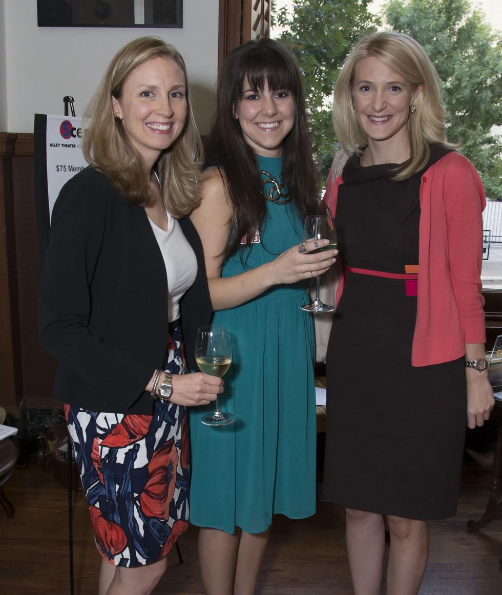 Mary O\u2019Black, Haley Polak, Melissa Buce, Alley Theatre young professionals party, Sept. 2014