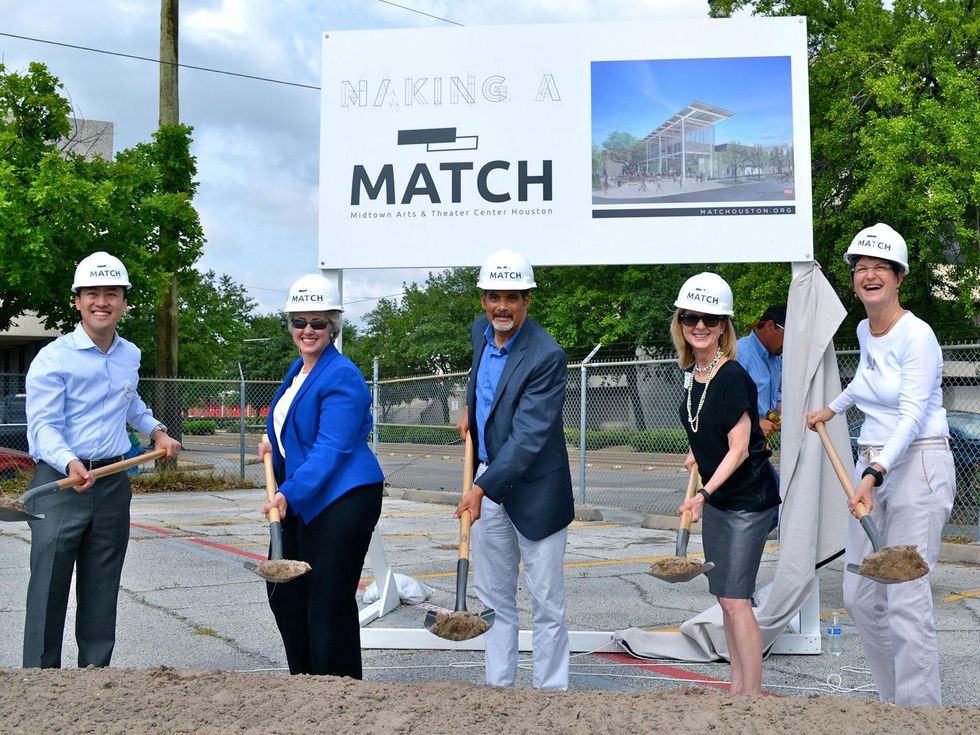 MATCH groundbreaking May 2014 George Levan, from left, Mayor Annise Parker, Garnett Coleman, Ann Stern and Emily Todd May 2014