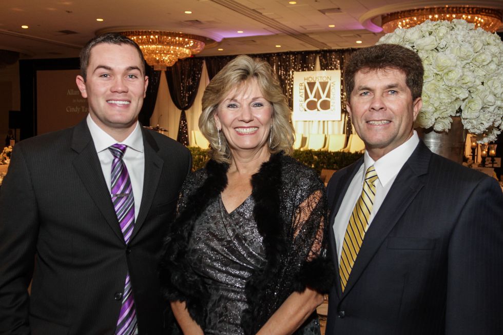 Matt and Cindy, left, with Allan Taylor at the Women's Chamber of Commerce Hall of Fame Gala December 2014