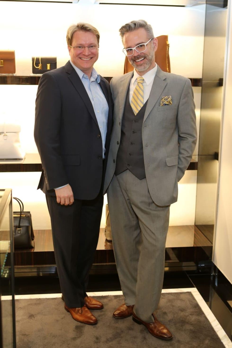 Matt Burrus and Michael Pearce at Blue Cure party at Tom Ford