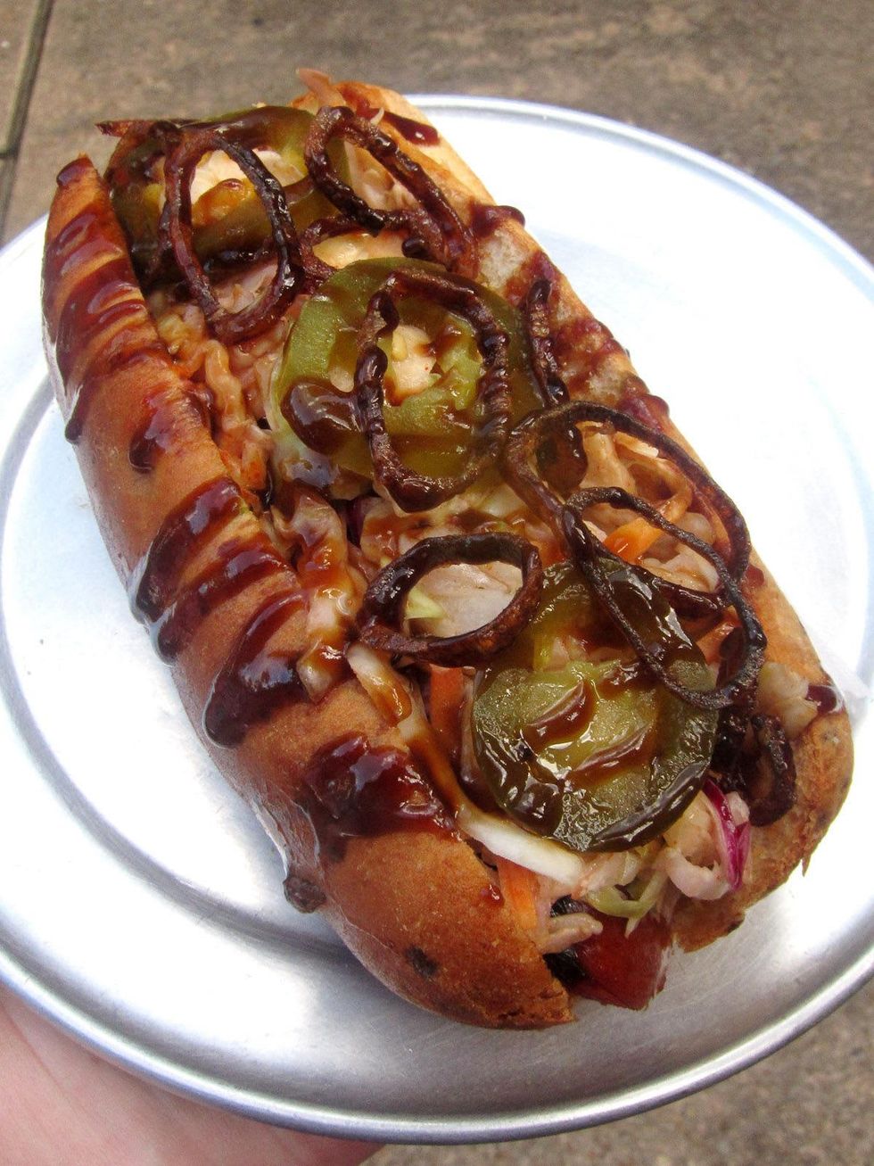 Matt Markus of Eatsie Boys James Coney Island hot dog July 2013