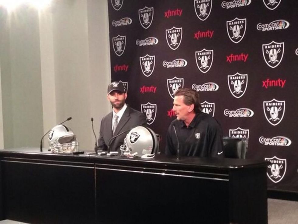 Matt Schaub and offensive coordiator Greg Olson Oakland Raiders March 2014