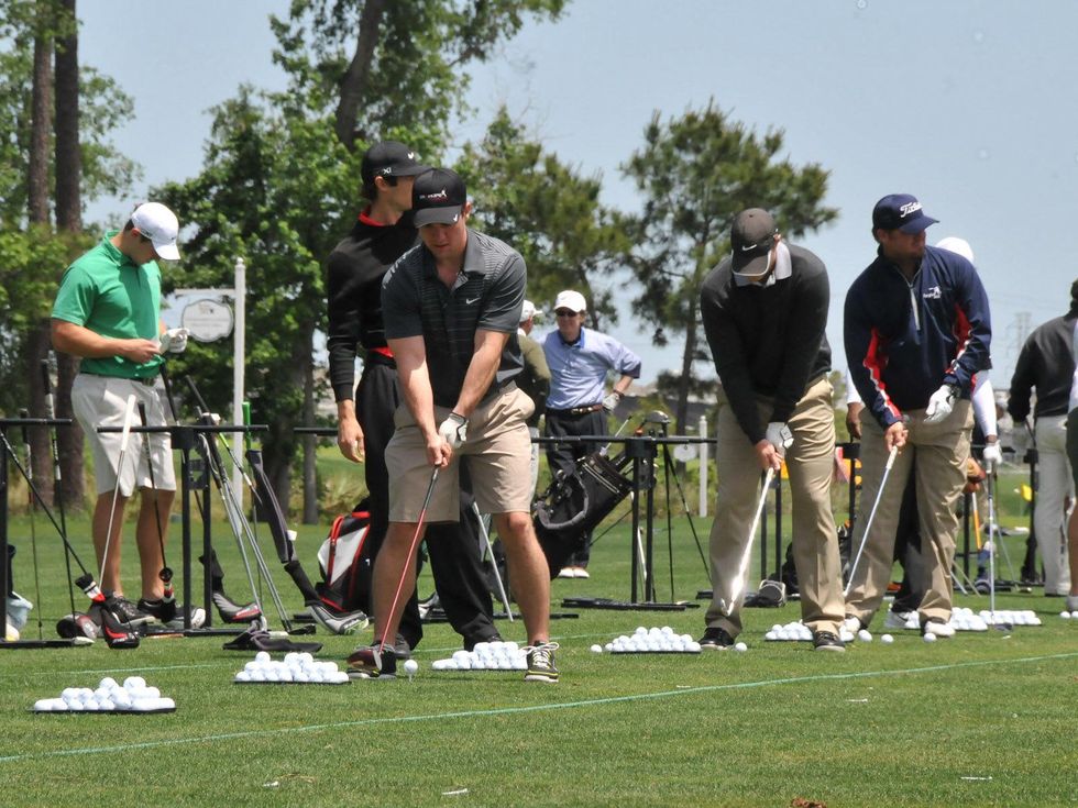 Matt Schaub's foundation dinner April 2013 golfers warming up