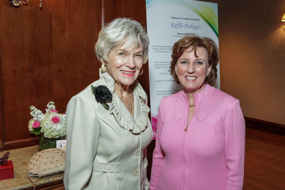 Maurine Alfrey, left, and Debbie Bauer at the Houston Hospice butterfly luncheon April 2015jpg