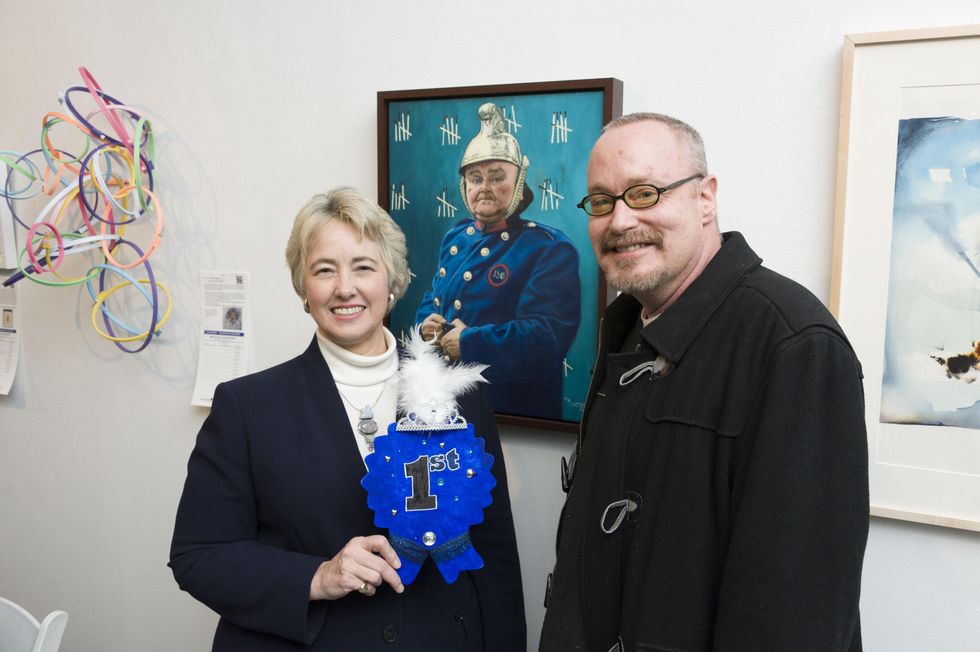 Mayor Annise Parker and Mark Masterson at Art on the Avenue November 2013