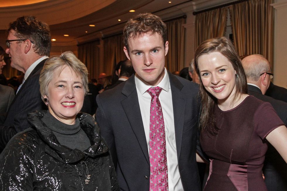 Mayor Annise Parker, from left, Chris McClure and Austin Thomas at the Cornerstone Dinner February 2015