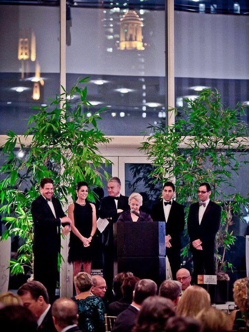 Mayor Annise Parker with John Evatz, from left, Jessica Rossman, Gordon Bethune, Christian Alvarado and Jose Marquez at Bering Omega's Sing for Hope