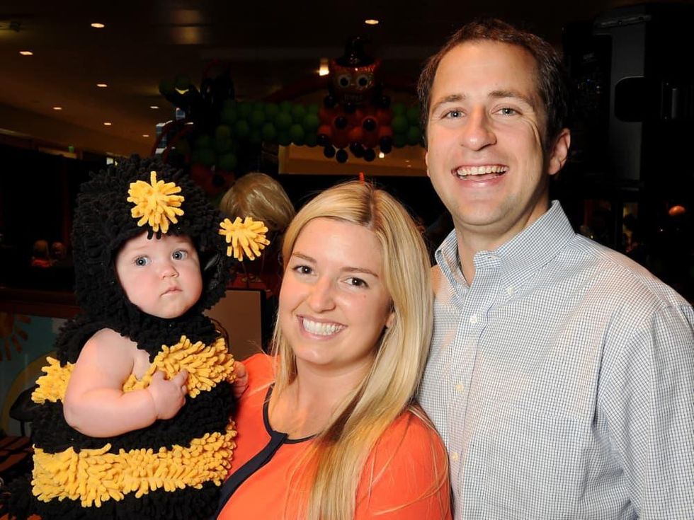 MD Anderson Halloween at the Galleria Erin and Daniel Fuchs with Emily Fuchs