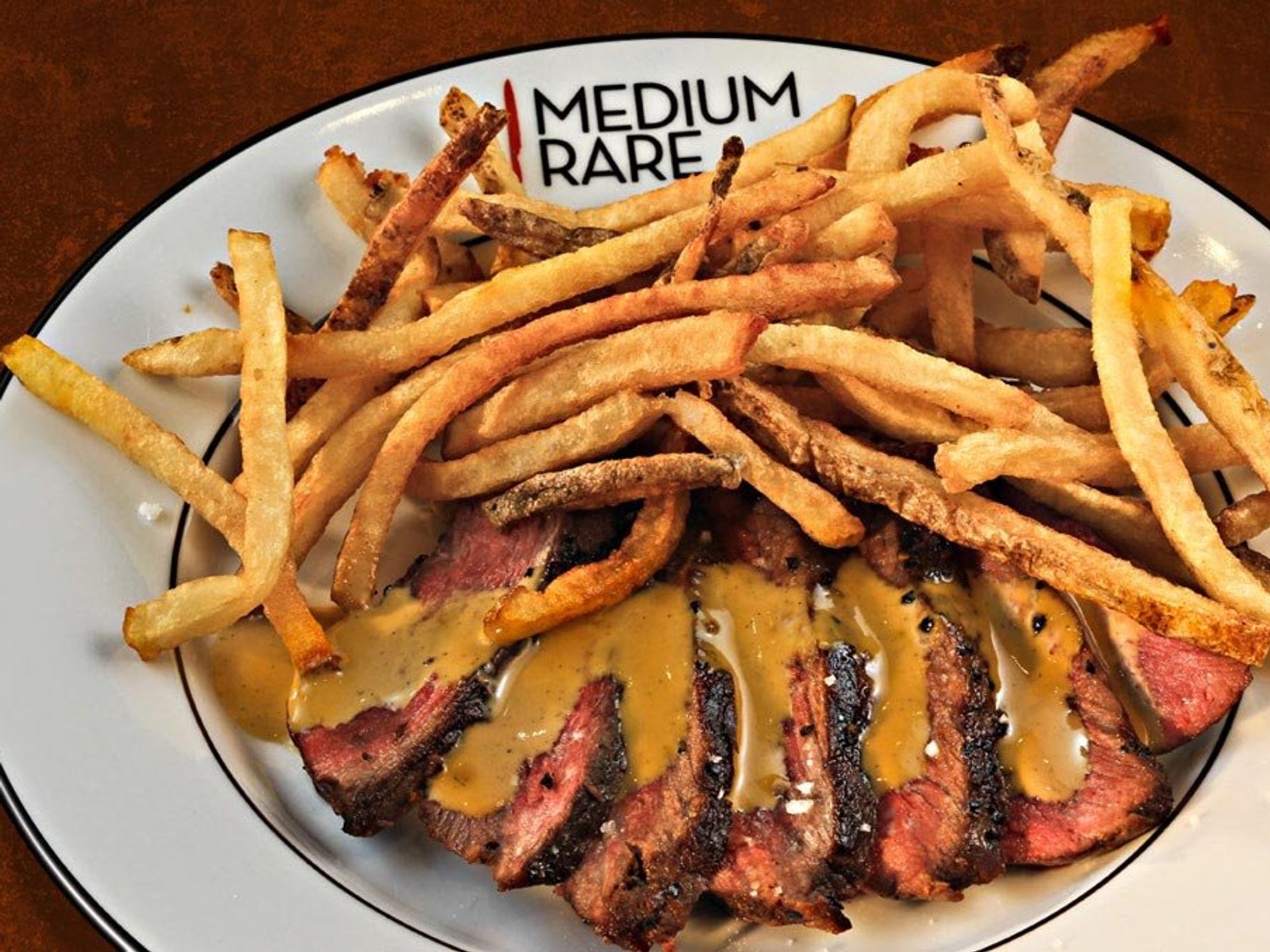 Medium Rare steak dinner