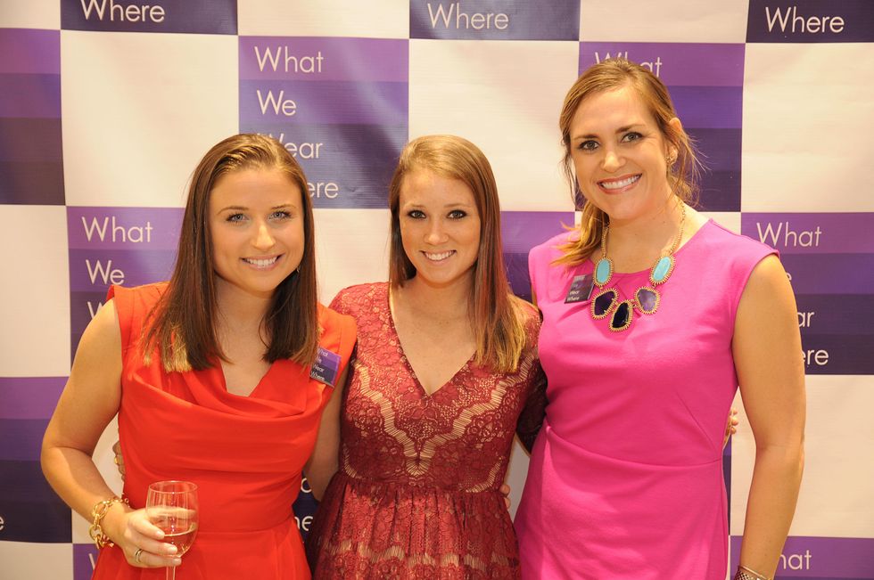 Megan Lesser, from left, Carrie Cowan and Mandy Rogers at the What We Wear Where Mobile App party December 2013