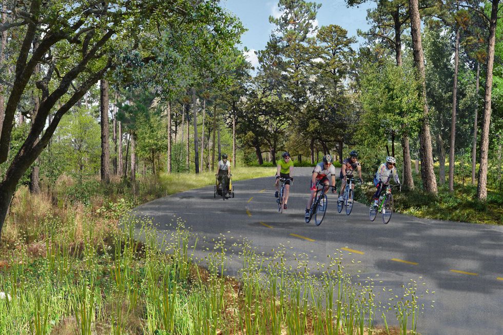 Memorial Park master plan March 2015 Rendering of Cycle Track Perspective by Nelson Byrd Woltz