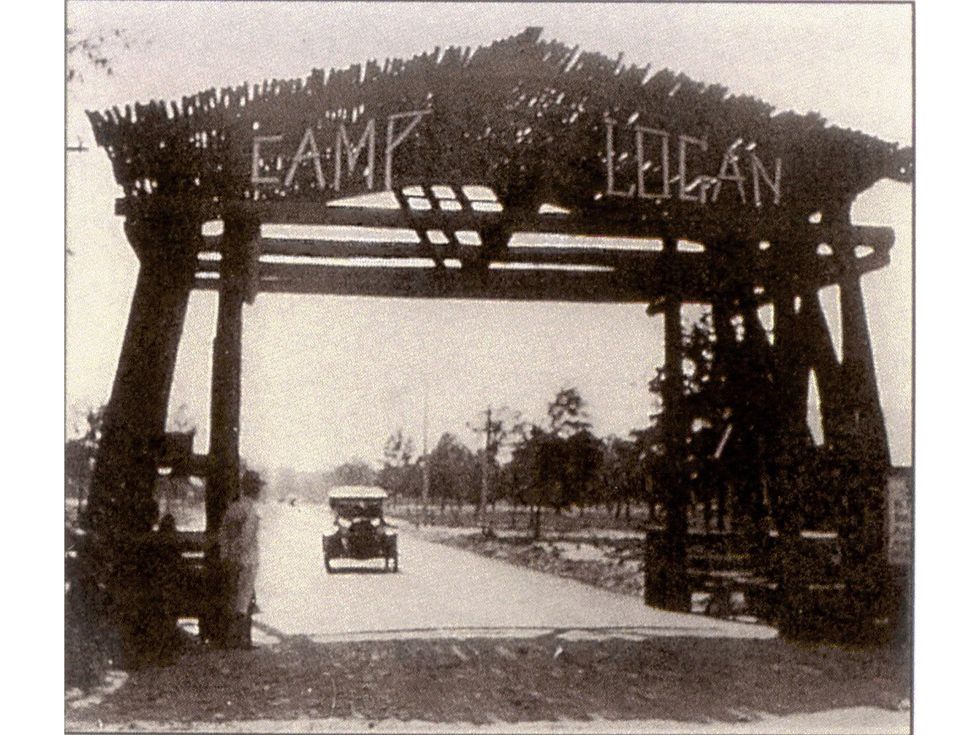 Memorial Park re-do October 2013 Circa 1917_ Entrance to Camp Logan, WWI training camp, the original site of Memorial Park