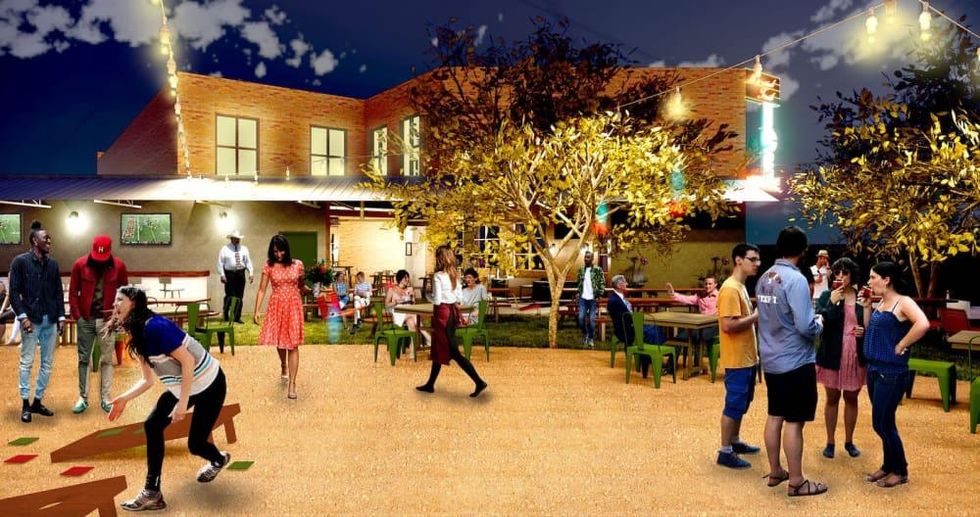 Memorial Trail Ice House rendering exterior night time