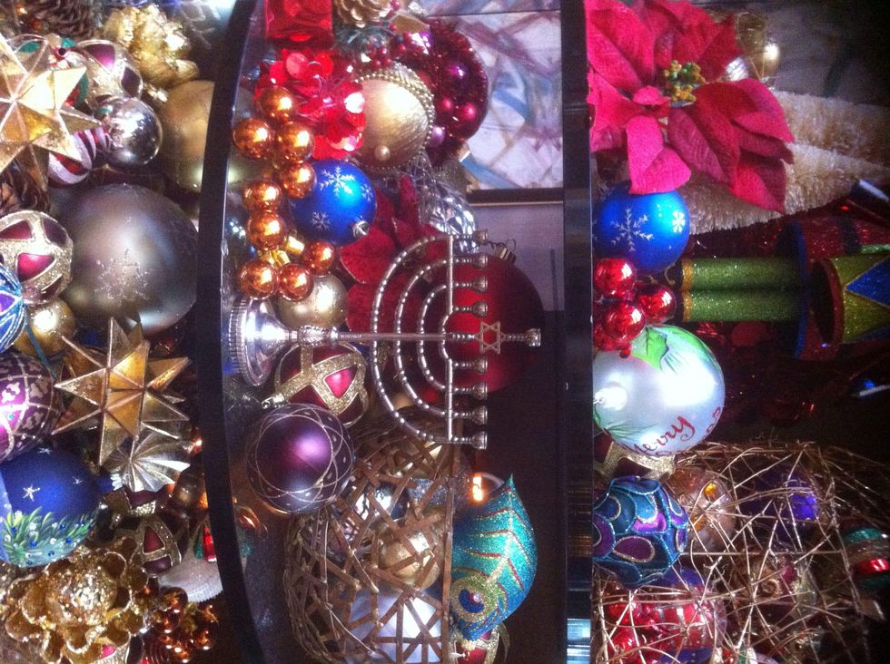 menorah Christmas balls decorations at Tony's December 2014.