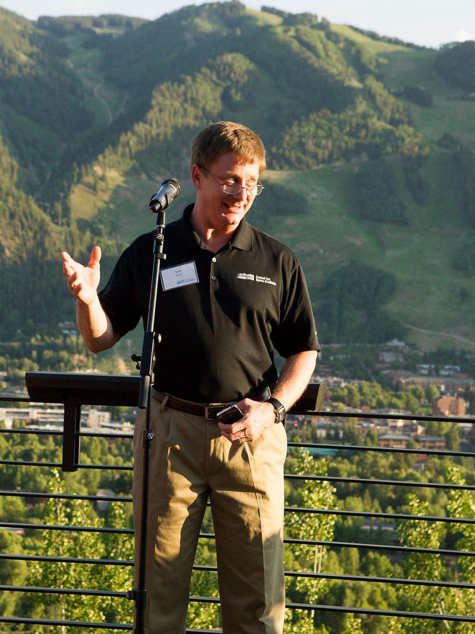 Methodist Hospital event in Aspen July 2013 Dr. Scott Rand speaking to guests