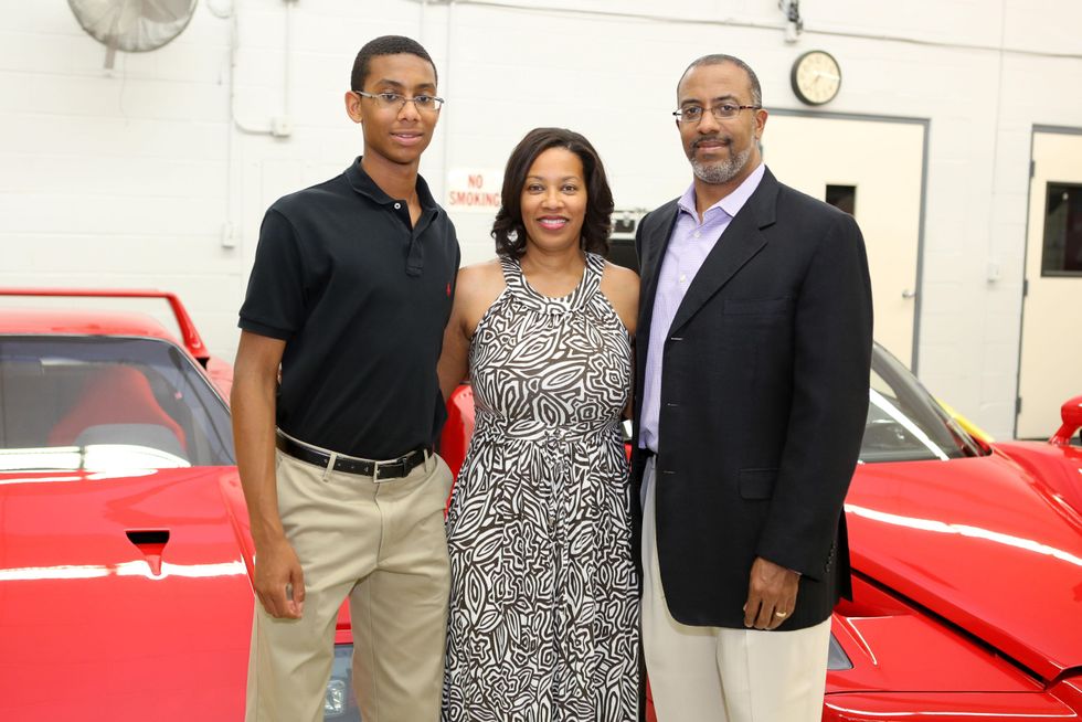 Michael Harrington, from left, with Rene and Dr. Melvyn Harrington at the Joints in Action at Ferrari of Houston June 2014