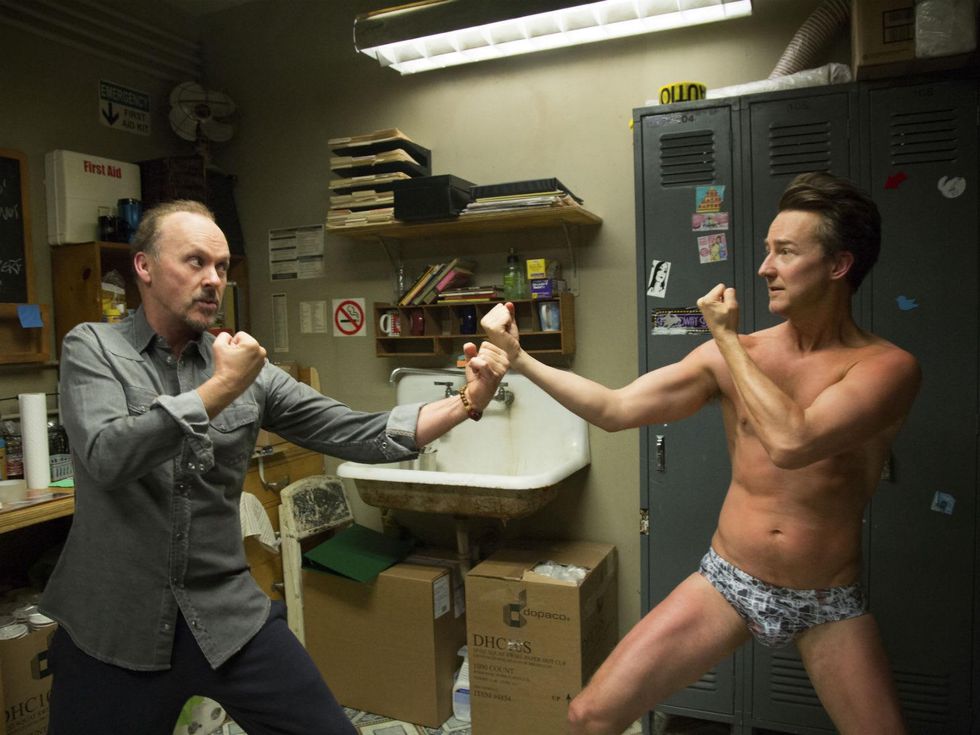 Michael Keaton and Edward Norton in Birdman