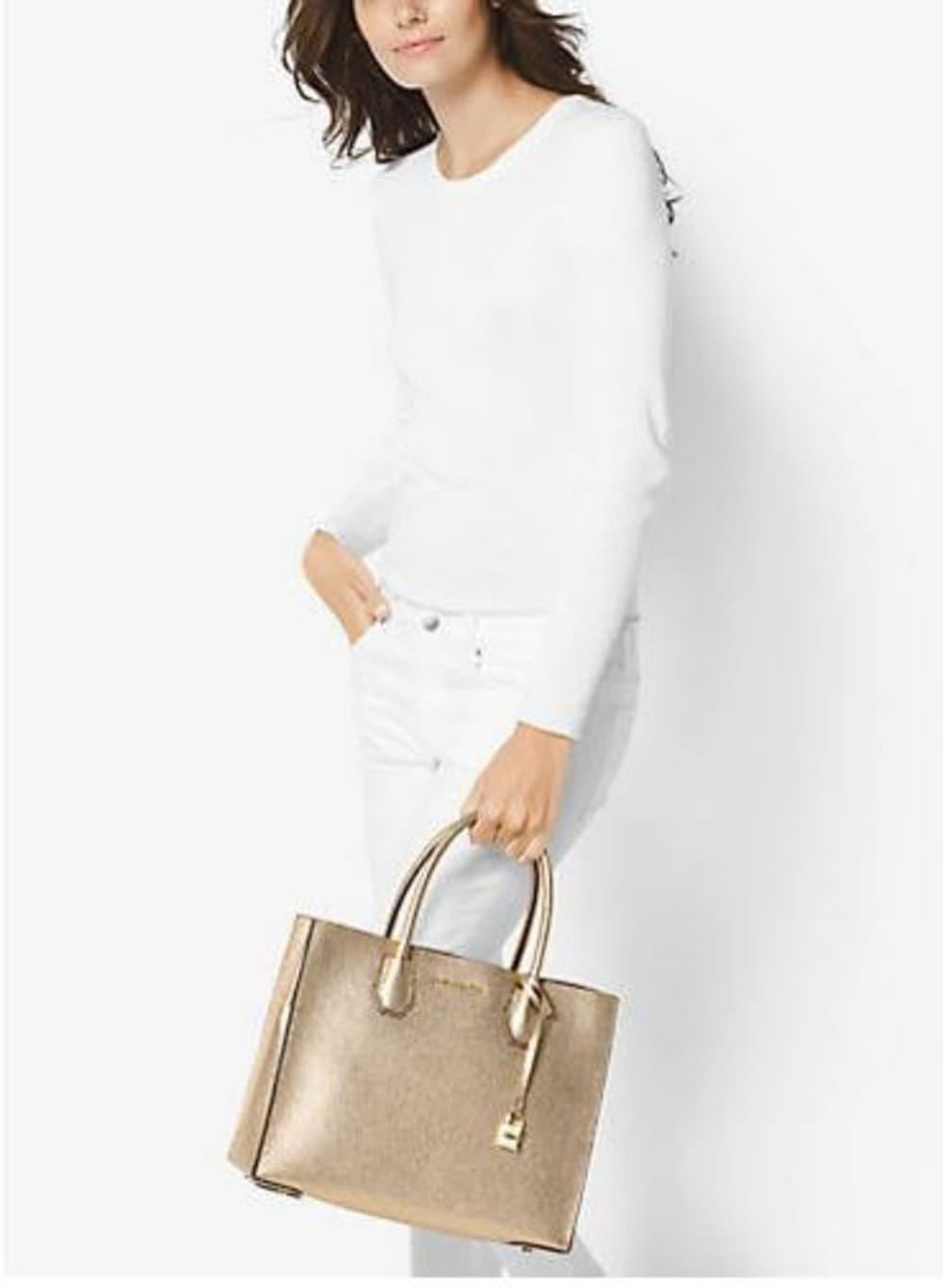 Michael Kors Mercer Large Metallic Leather Tote