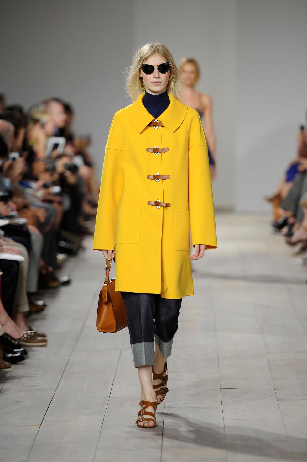 Michael Kors spring 2015 look 7 daffodil coat and cropped jean
