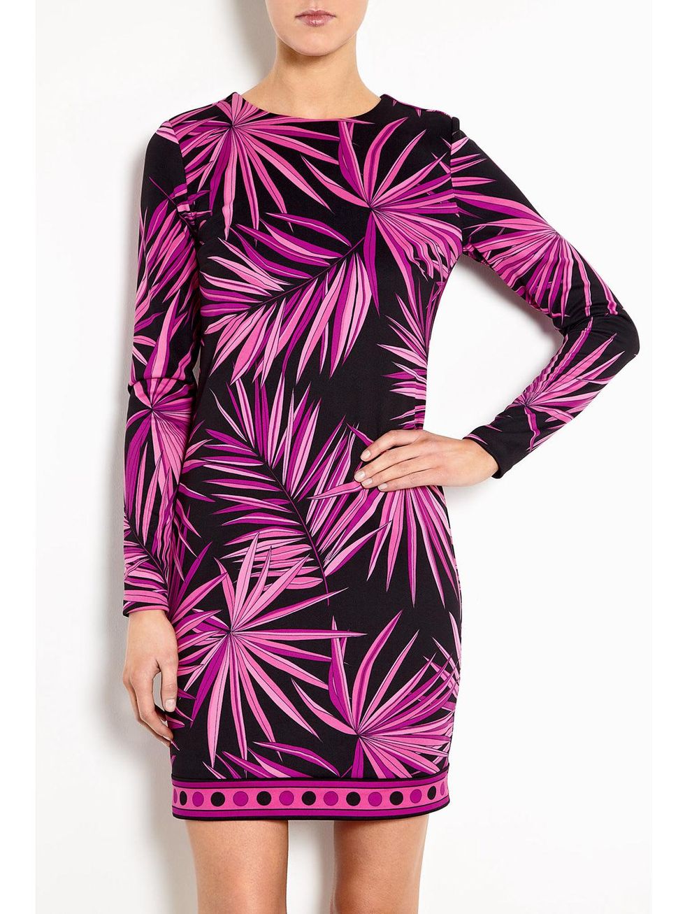 Michael Kors tropical palm print crew neck dress