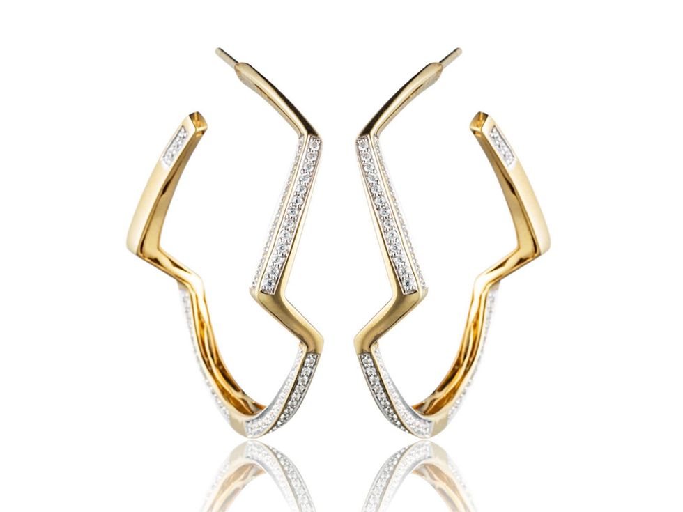 Michael where to shop right now October 2013 Kara Ross - gold and white diamond countour hoop earrings