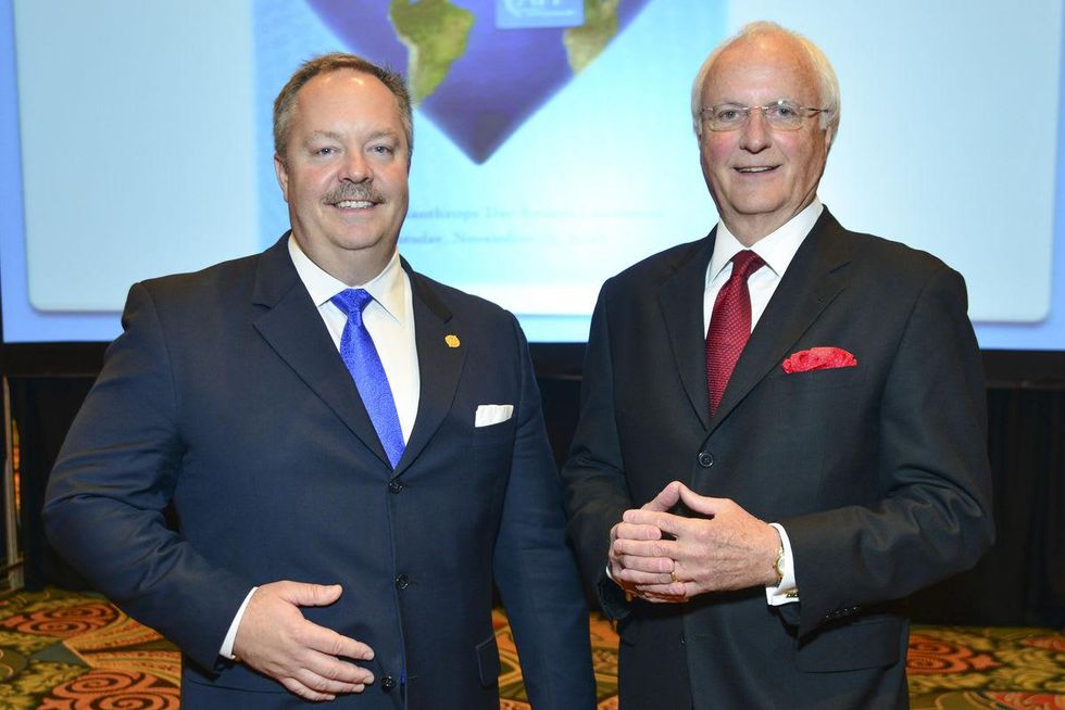 Mike Delzotti, left, and Mark Niles at the National Philanthropy Day luncheon November 2013