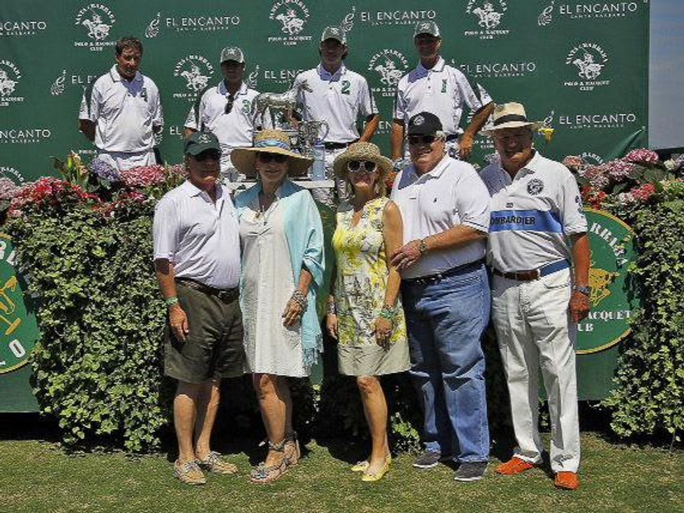 Mike Linn, from left, Carol Linn, Sheridan Williams, John Eddie Williams, Charles Ward at Santa Barbara polo matches July 2013