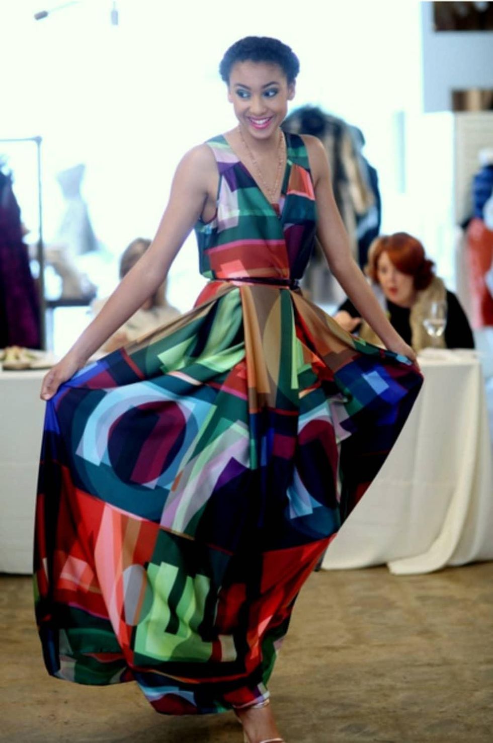 Miles David Michelle gown with Love print