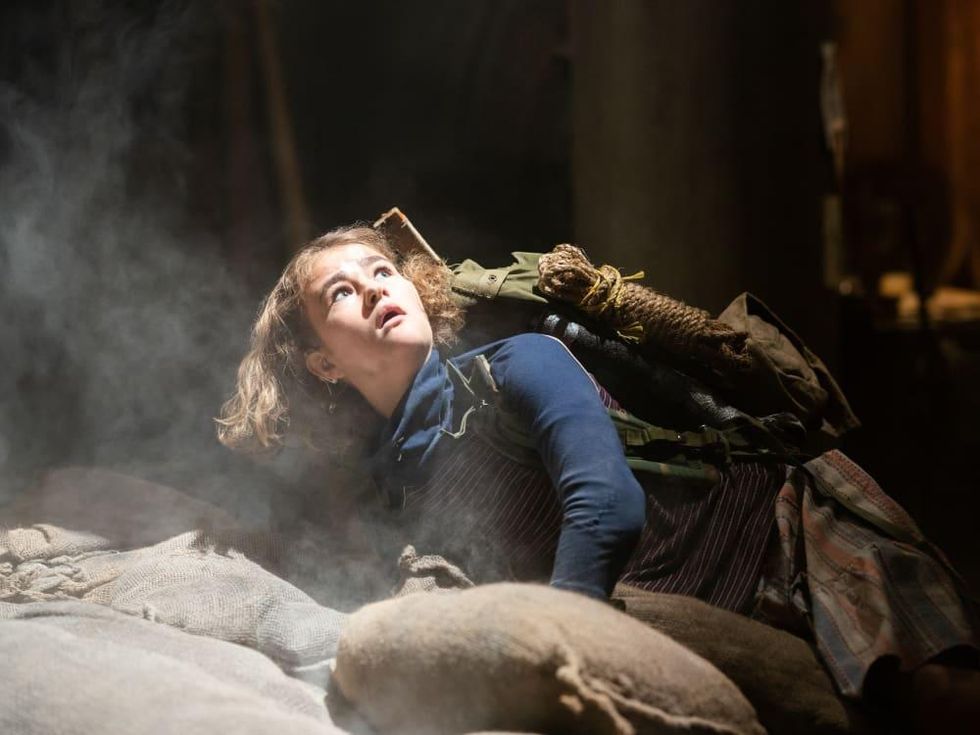 Millicent Simmonds, Noah Jupe, and Emily Blunt in A Quiet Place Part II