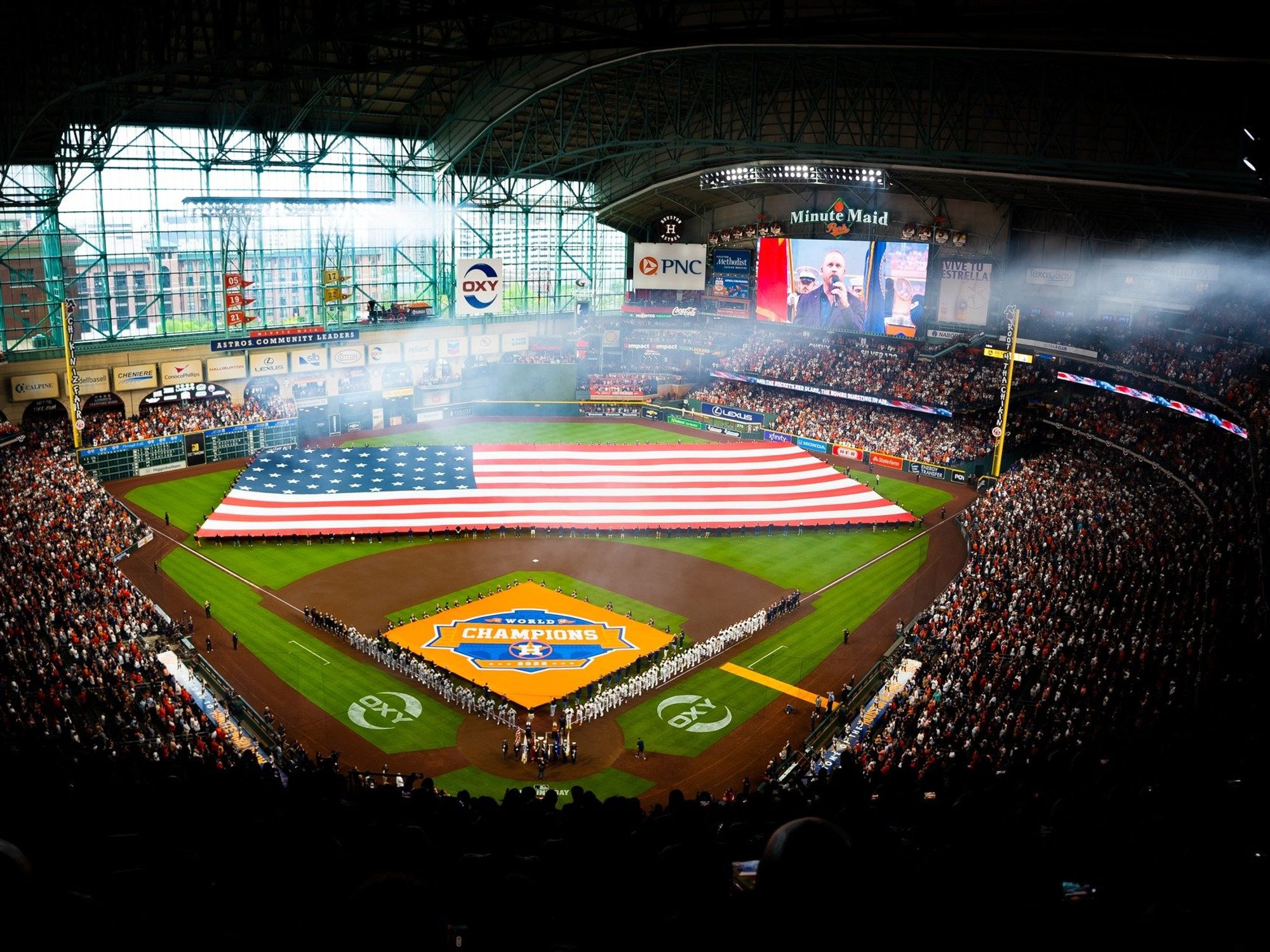 Minute maid Park Houston flag world series champions