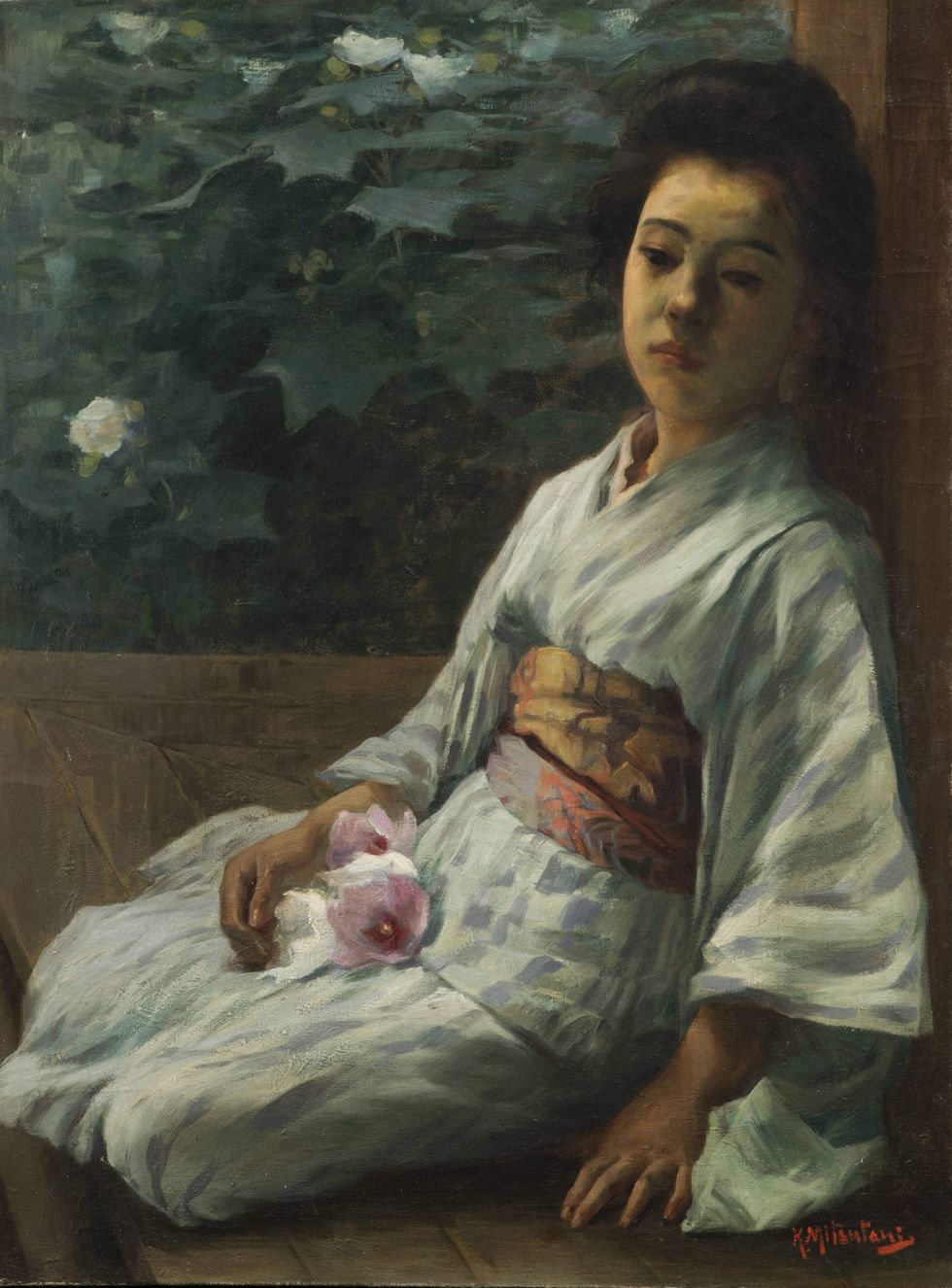 Mitsutani Kunishir\u014d, Flowers, c. 1910, oil on canvas, private collection.