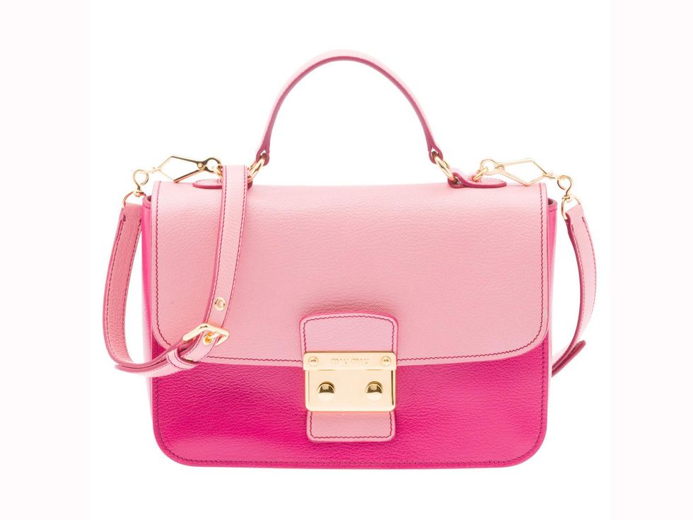Miu Miu Bicolor Madras Leather Bag in light and dark pink