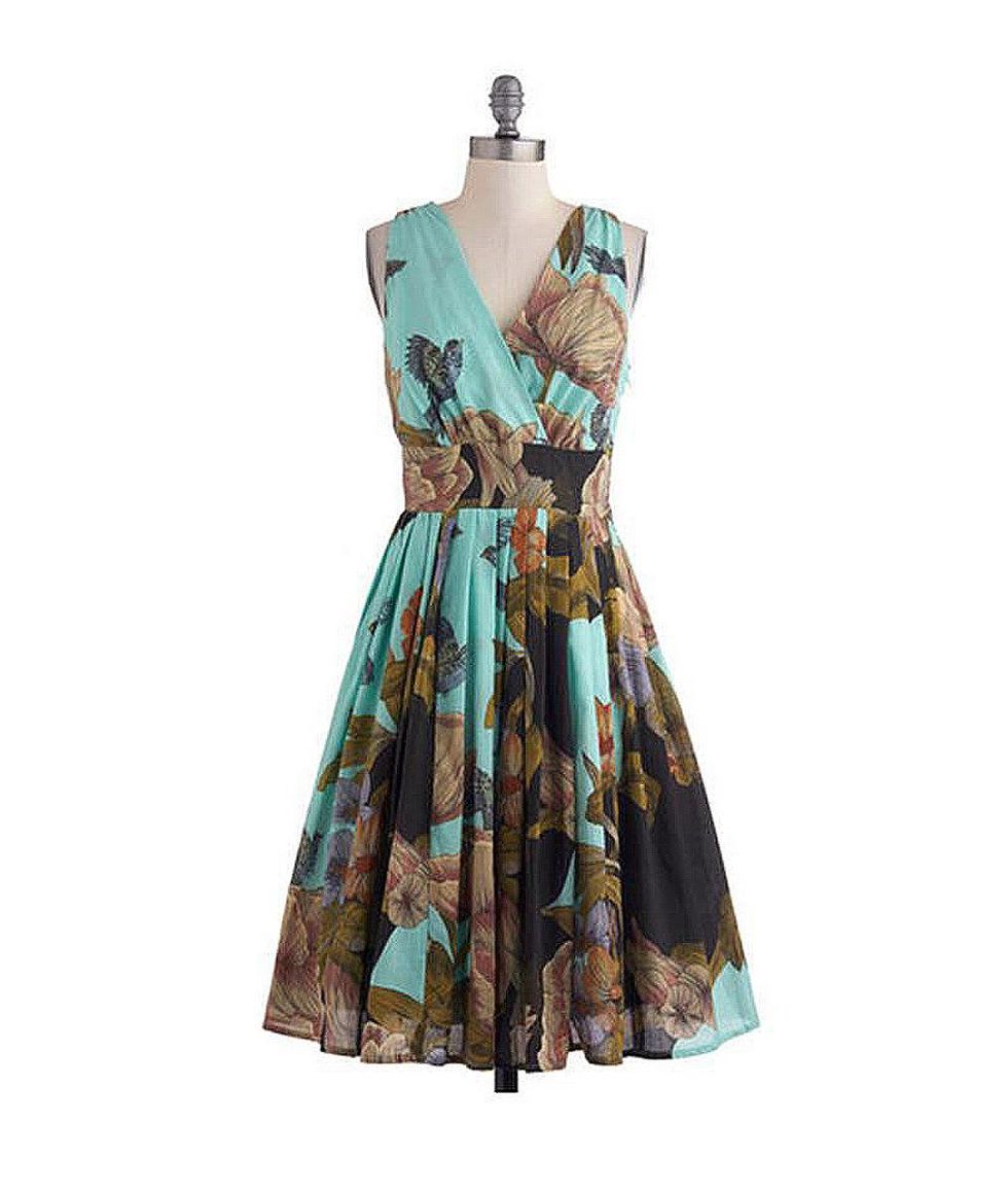 modcloth Glamour Power to You Dress in Woodland Garden