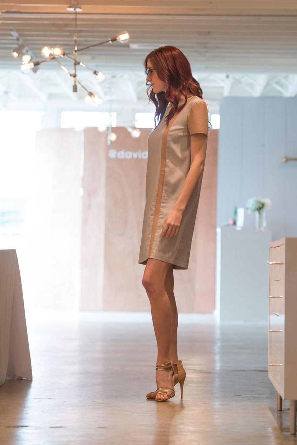 Model on the runway at the David Peck spring summer 2015 fashion show March 2015