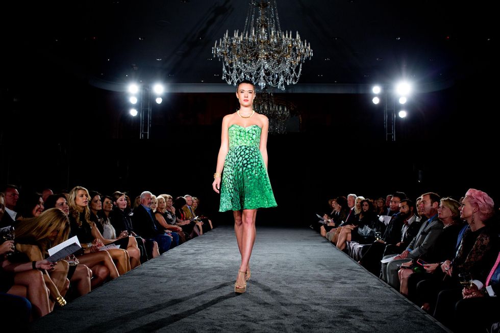 Model on the runway at the Jonathan Blake fashion show October 2014