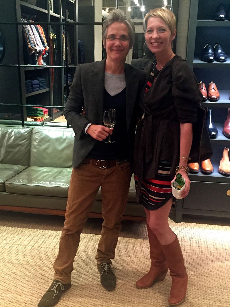 Monica Pope, left, and Sara Eliason at Sid Mashburn + Ann Mashburn Houston Anniversary Party December 2014