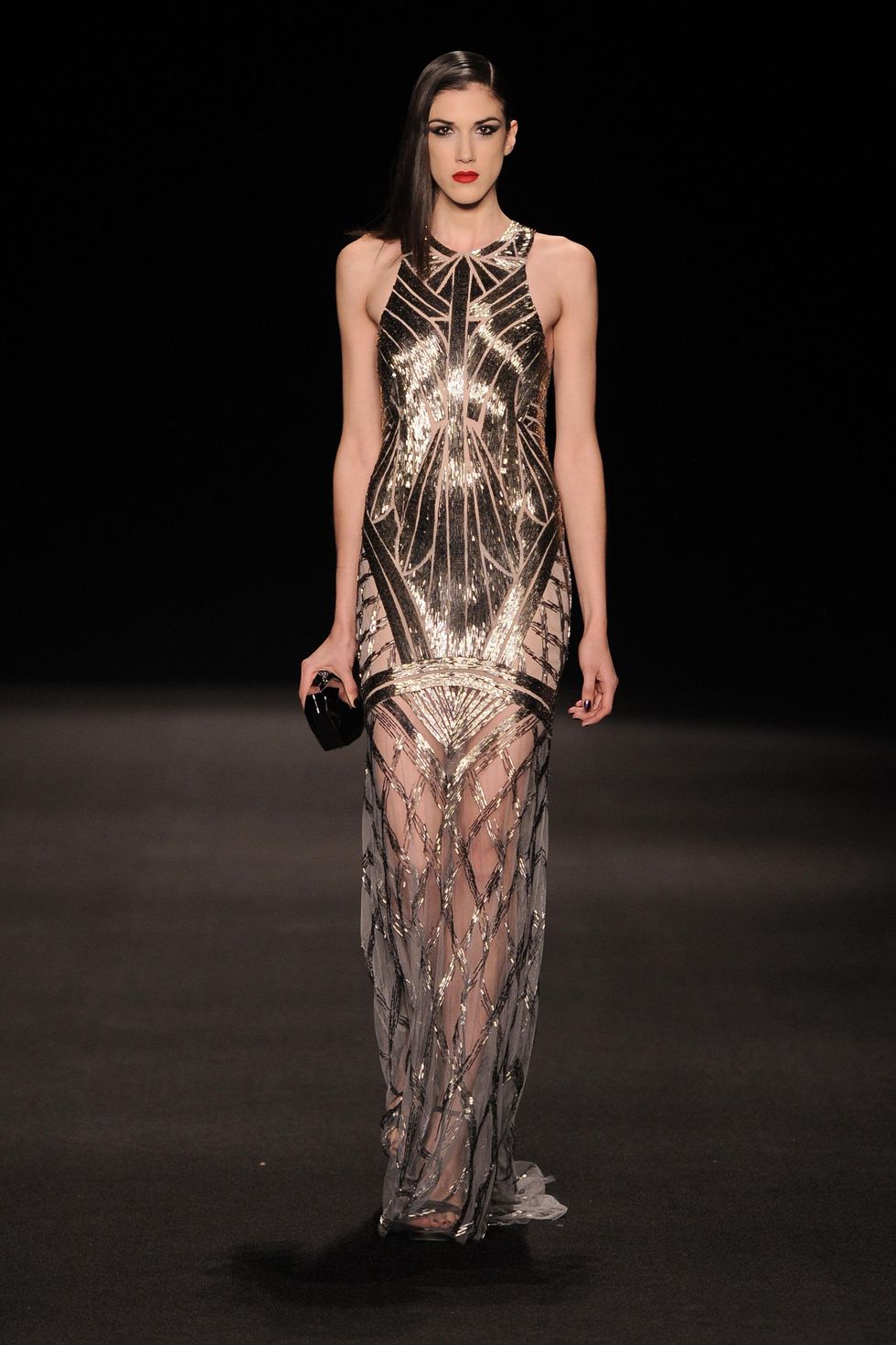 Monique Lhuillier gold gown fall 2015 collection