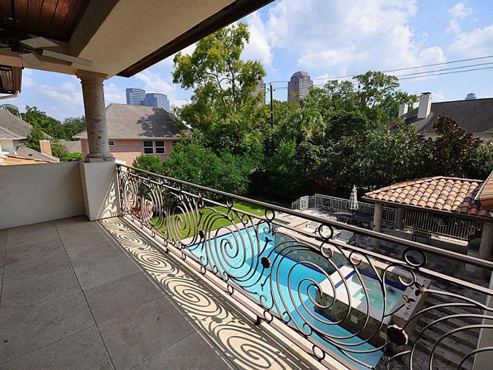 most expensive rentals Houston 5315 Doliver Drive terrace with view of pool and cabana
