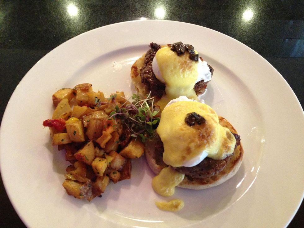 Mr. Peeples egg Benedict with hash browns The Benedicts