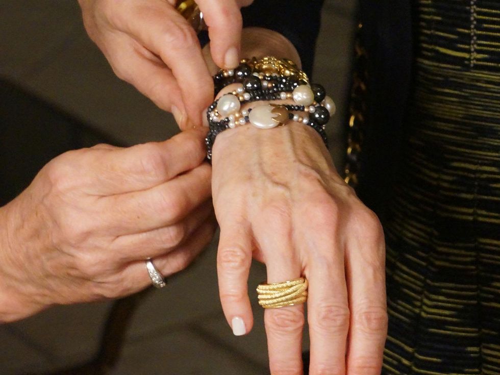 MRS. B Collection Open House Cathy Borlenghi jewelry October 2014 A piece from the MRS. B Collection, demonstrating versatility with necklaces also being worn as bracelets