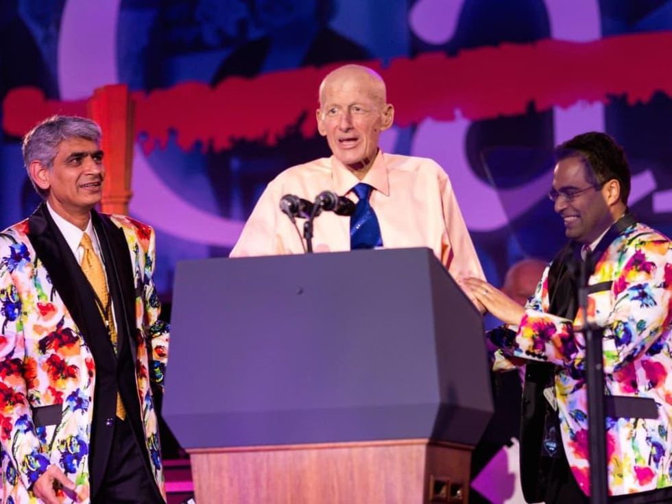 Muzaffar Qazilbash, Craig Sager, Naveen Pemmaraju at MD Anderson 75th anniversary gala