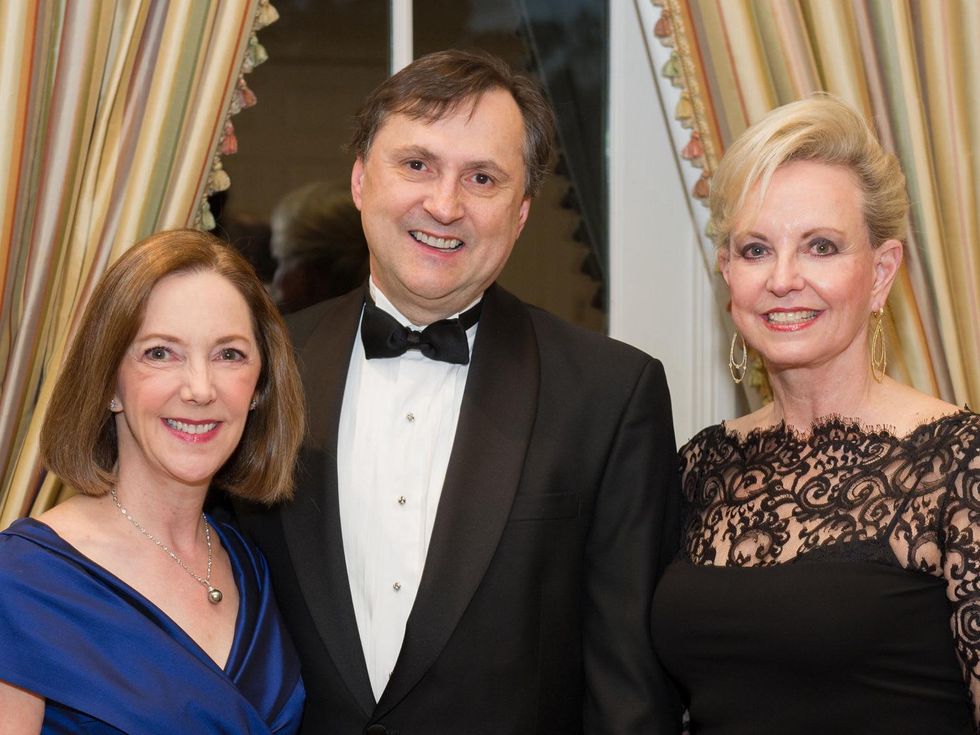 Nancy and Walt Bratic, from left, with Jane-Page Crump at the Preservation Houston Cornerstone Dinner February 2014