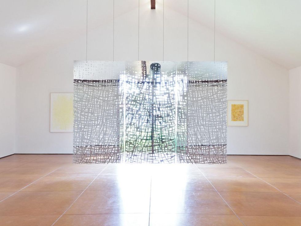 Nancy Art Doesn't Lie April 2013 Mark Fox Triptych 2008 stainless steel 94 by 140 inches