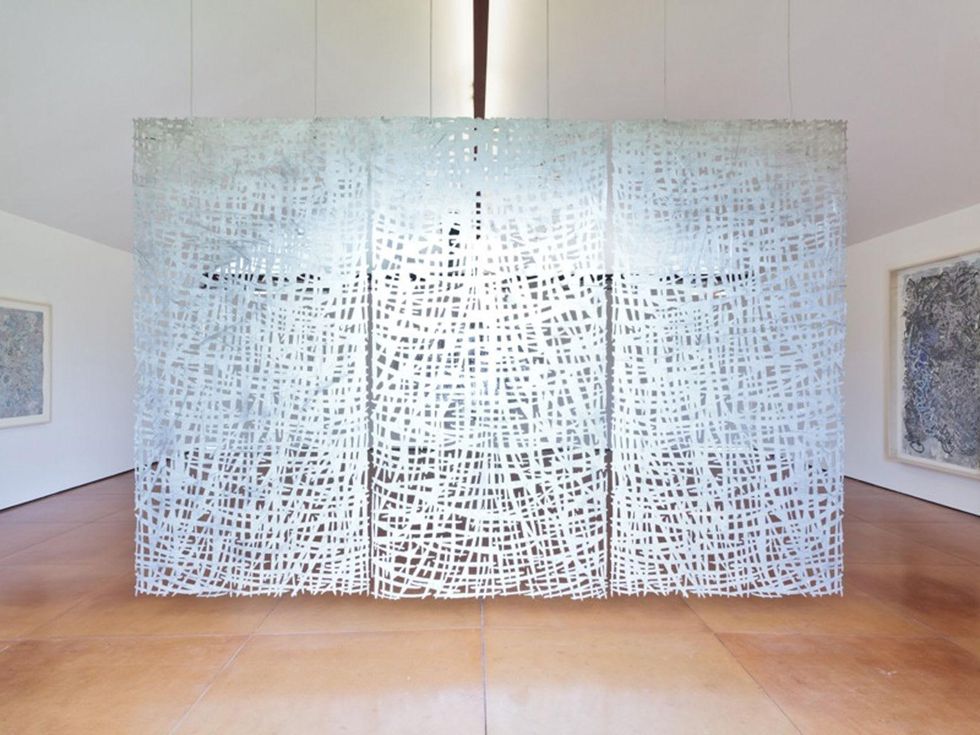 Nancy Art Doesn't Lie April 2013 Mark Fox Triptych 2008 stainless steel 94 by 140 inches