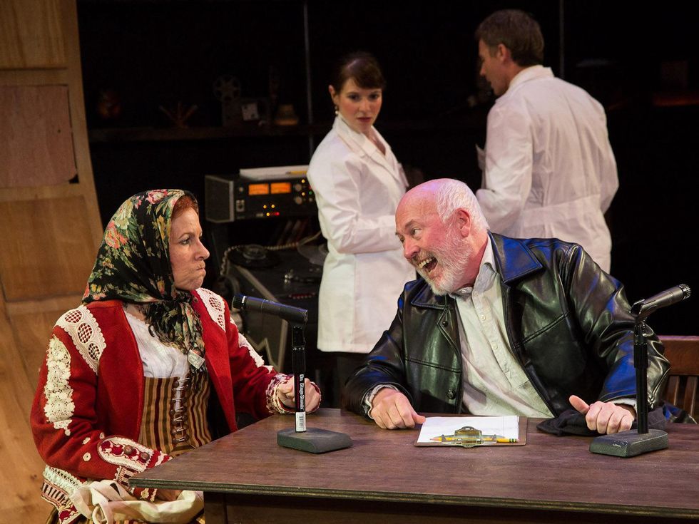 Nancy, director's lab, February 2013, Luisa Amaral-Smith, James Belcher, (background) Beth Lazarou, Rick Silverman THE LANGUAGE ARCHIVE by Julia Cho opening this week at Stages Repertory Theatre